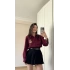 Bordo Ayıcık Nakışlı Gömlek