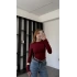 Bordo Morena Bisiklet Yaka Basic Bluz