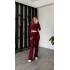 Bordo Gaia Parmak Geçirmeli Tayt Takım