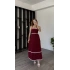 Bordo Hadley Askılı A Kesim Elbise