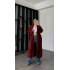 Bordo Kenny Şal Yakalı Uzun Triko Hırka