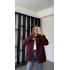 Bordo Oversize Gabardin Gömlek Ceket