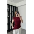 Bordo Reina Vatkalı Asimetrik Bluz