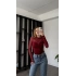 Bordo Rosa Tül Detay Düğüm Bluz
