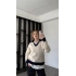Ekru Layla Polo Yakalı Triko Kazak
