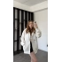 Ekru Sane Kapüşonlu Oversize Hırka