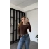 Kahve Elisa Parmak Detaylı Basic Bluz