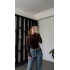 Kahve Rosa Tül Detay Düğüm Bluz