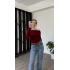 Kırmızı Jeor Kayık Yakalı Bluz