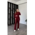 Bordo Scarlet Fitilli Pantolon Bluz 2’li Takım