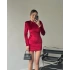 Kırmızı Taş Askı Sırt Dekolteli Kadife Elbise
