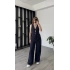 Lacivert Celin Bağcıklı Keten Takım