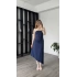 Lacivert Tyla Basic Asimetrik Straplez Elbise