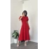 Lara Kırmızı Balon Kol Elbise