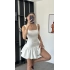 Lilya Beyaz Kare Yakalı Balon Elbise