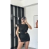 Lucia Siyah Bel Detay Vatkalı Elbise