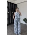 Luva Mavi Çiçek Aplikeli Takım