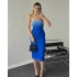 Mavi Ariel Straplez Astarlı Tül Elbise
