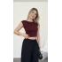 Mila Bordo Yanı Büzgülü Basic Tshirt