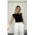 Mila Siyah Yanı Büzgülü Basic Tshirt