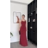 Rosy Bordo Bağcık Sırtlı Elbise