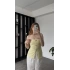 Sarı Elsa Broşlu Straplez Bluz