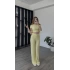 Sarı Fulia Çift Büzgülü Gofre Takım