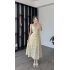 Sarı Lorena Kurdele Askılı Çiçekli Elbise