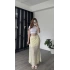 Sarı Pia Güpürlü Astarlı Etek