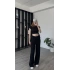 Siyah Fulia Çift Büzgülü Gofre Takım