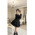 Siyah Kat Kat Volanlı Mini Elbise