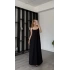 Siyah Laura İnce Askılı Bürümcük Elbise