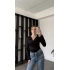 Siyah Mendy Degaje Yaka Büzgülü Bluz