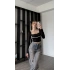 Siyah Nancy Biye Detaylı Kare Yakalı Bluz