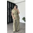 Yeşil Rucia Kuşak Detaylı Yelek-Pantolon Takım