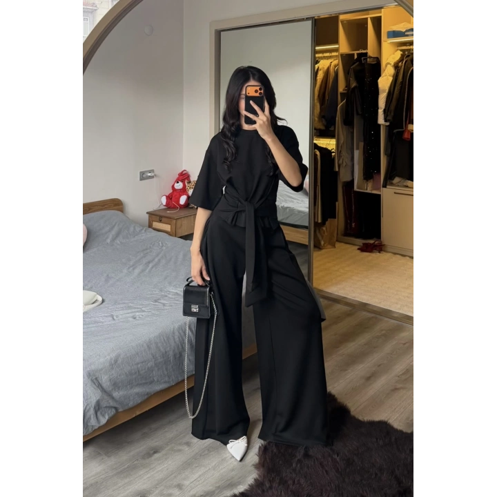 Rachel Siyah Bel Kuşaklı Modal Takım