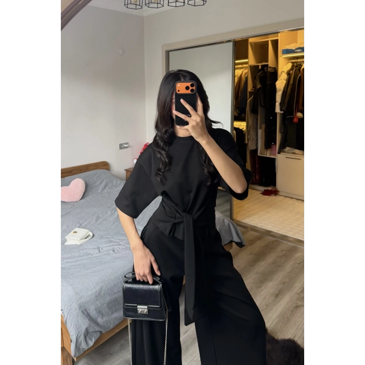 Rachel Siyah Bel Kuşaklı Modal Takım