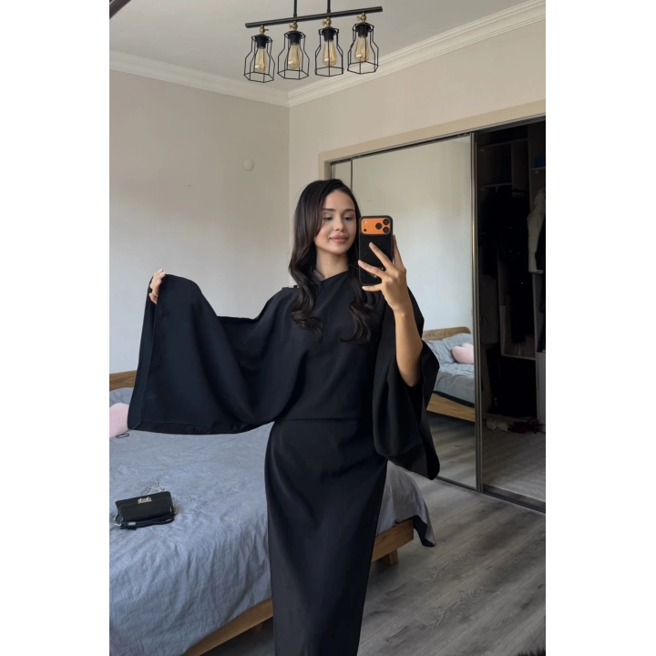 Siyah Massi Muadil Bağcıklı Elbise