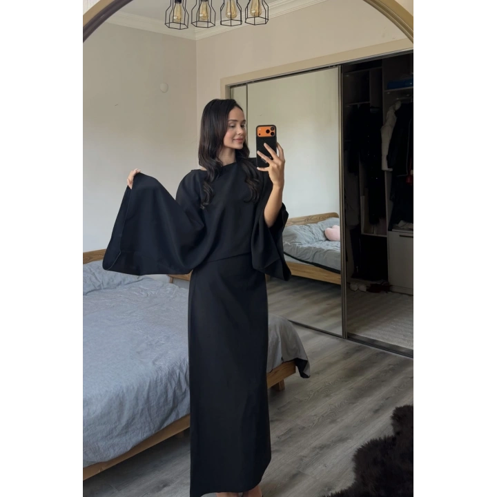 Siyah Massi Muadil Bağcıklı Elbise