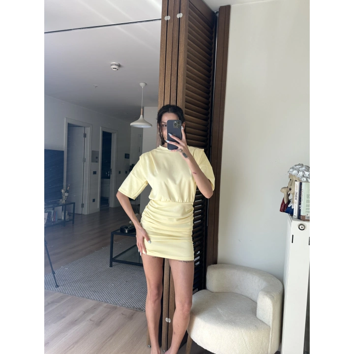 Avena Drape Detaylı Elbise Sarı