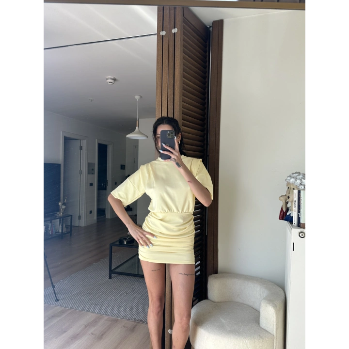 Avena Drape Detaylı Elbise Sarı