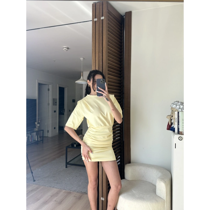 Avena Drape Detaylı Elbise Sarı