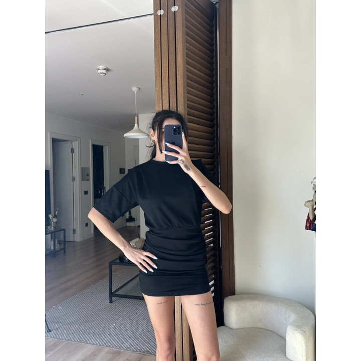 Avena Drape Detaylı Elbise Siyah