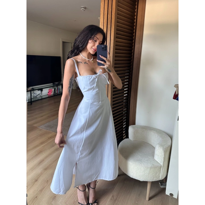 Bianca Korse Elbise Beyaz