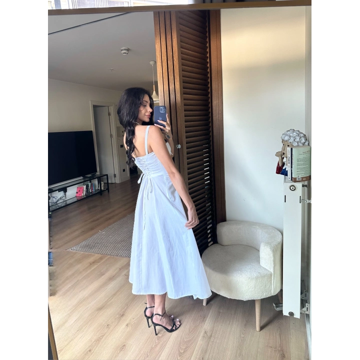 Bianca Korse Elbise Beyaz