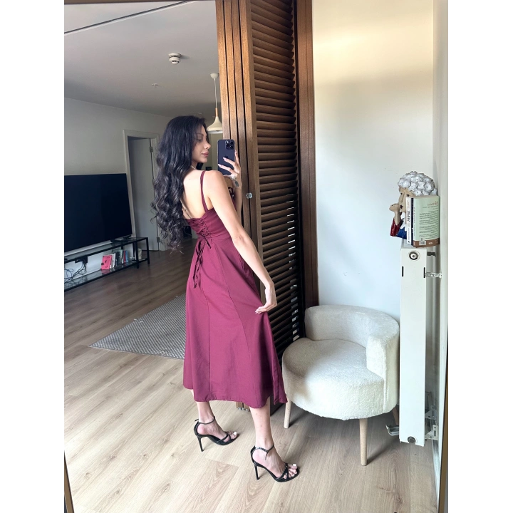Bianca Korse Elbise Bordo