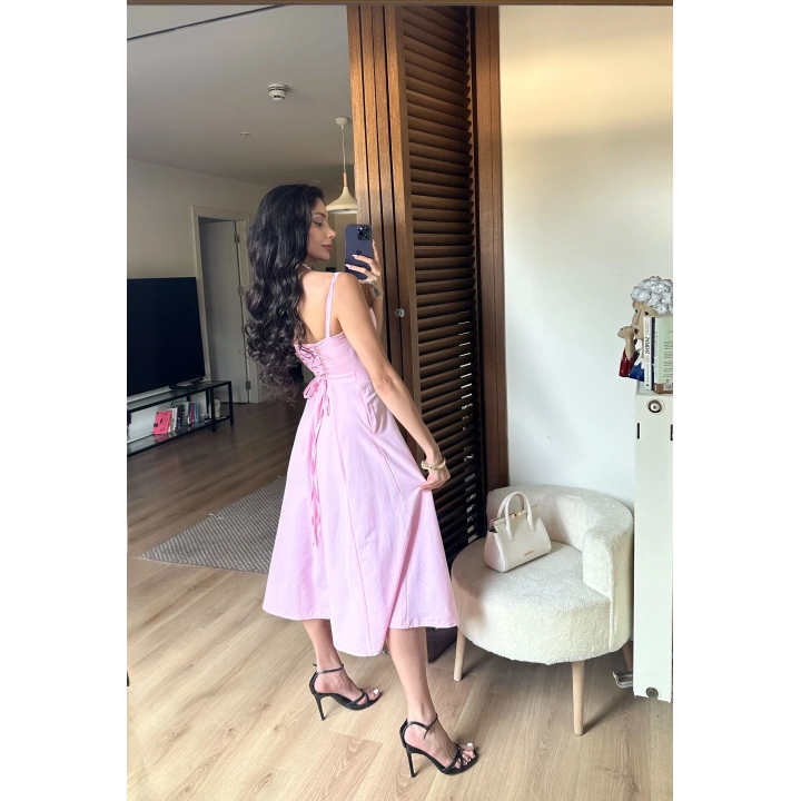 Bianca Korse Elbise Pembe