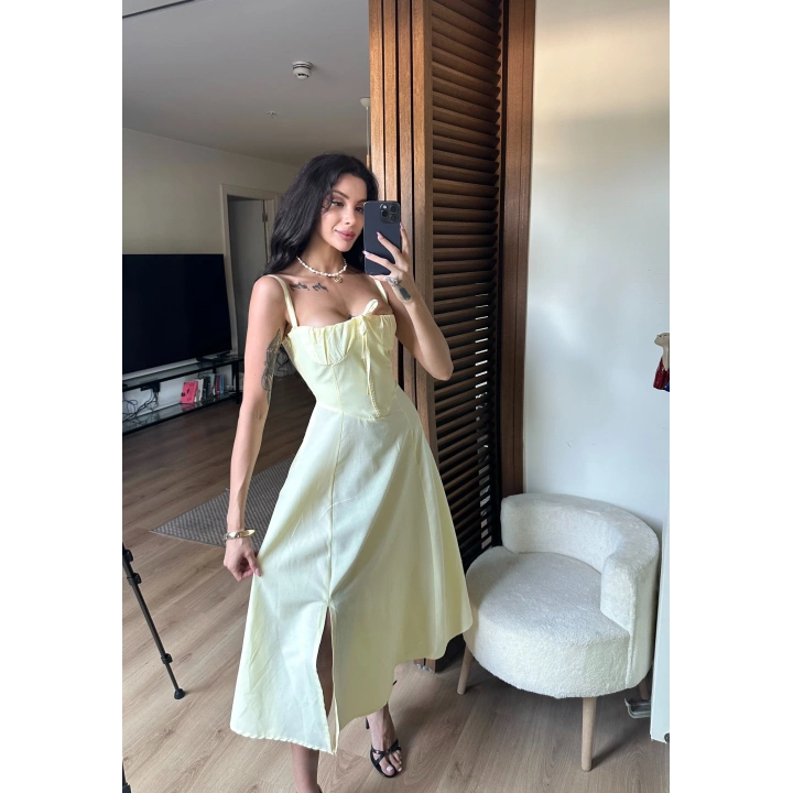 Bianca Korse Elbise Sarı