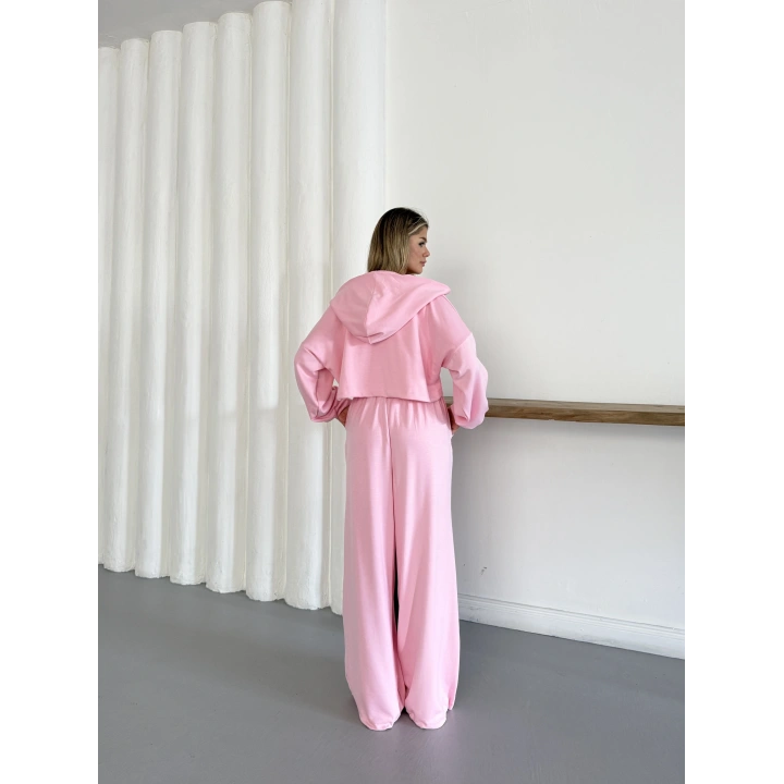 Croplu Salaş Üçlü Takım Pembe