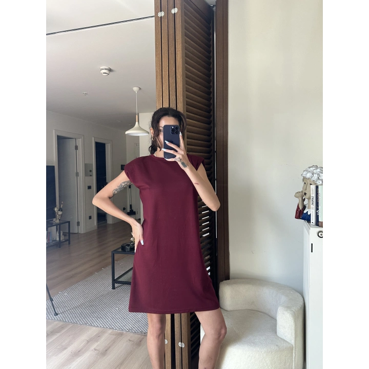 Daisy Vatkalı Elbise Bordo